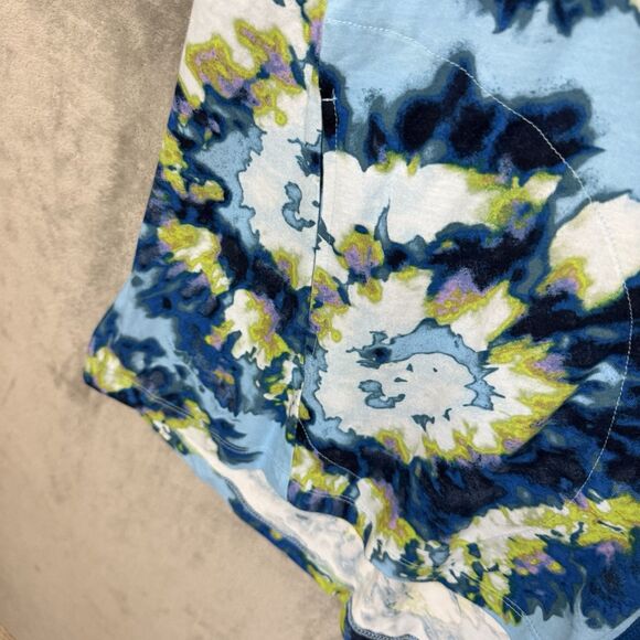 LOGO Lounge by Lori Goldstein L Tie Dye Full Zip Front Tunic Floral Hoodie Blue - Picture 7 of 10